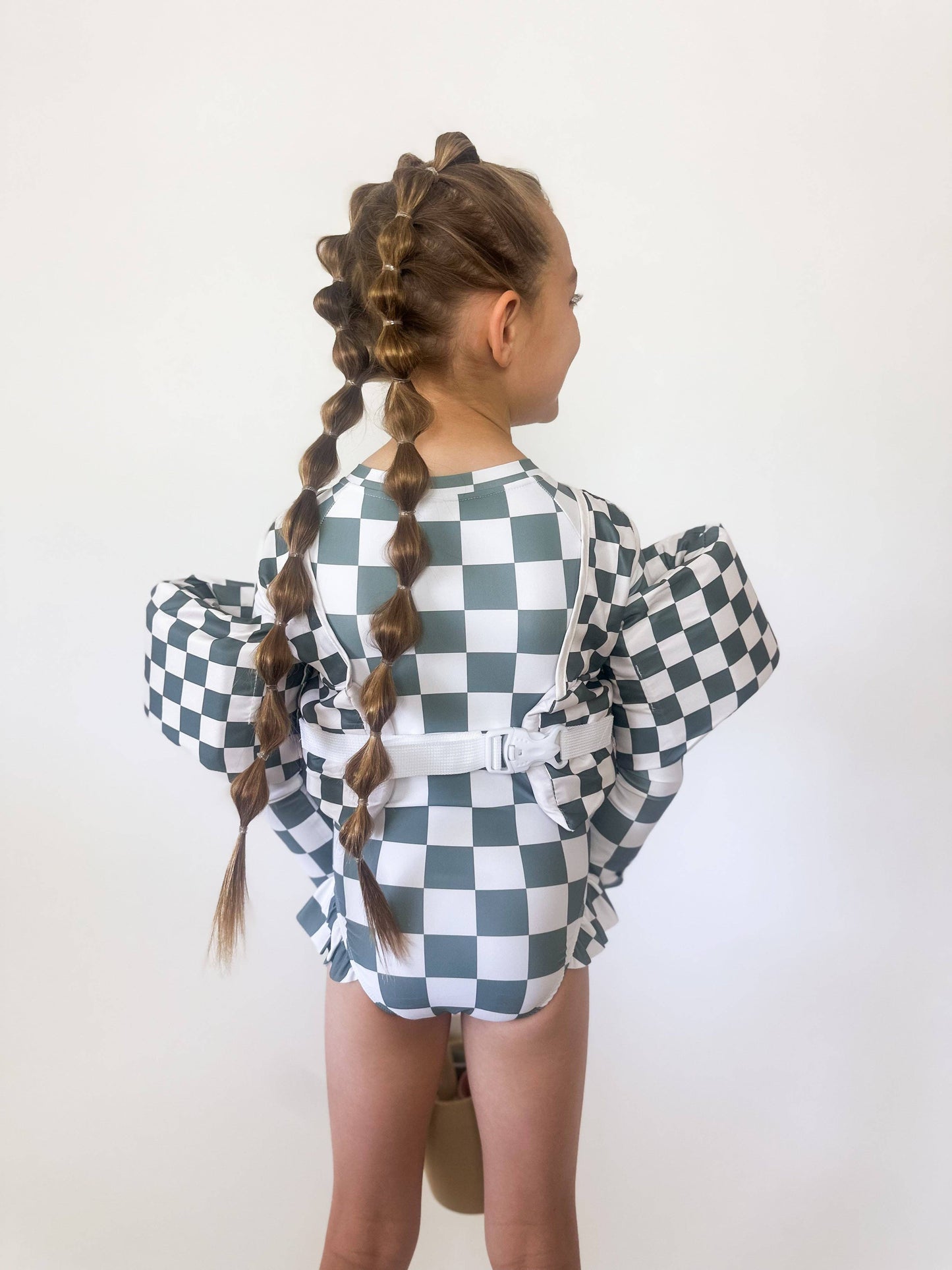 Check Rash Guard One Piece Swimsuit