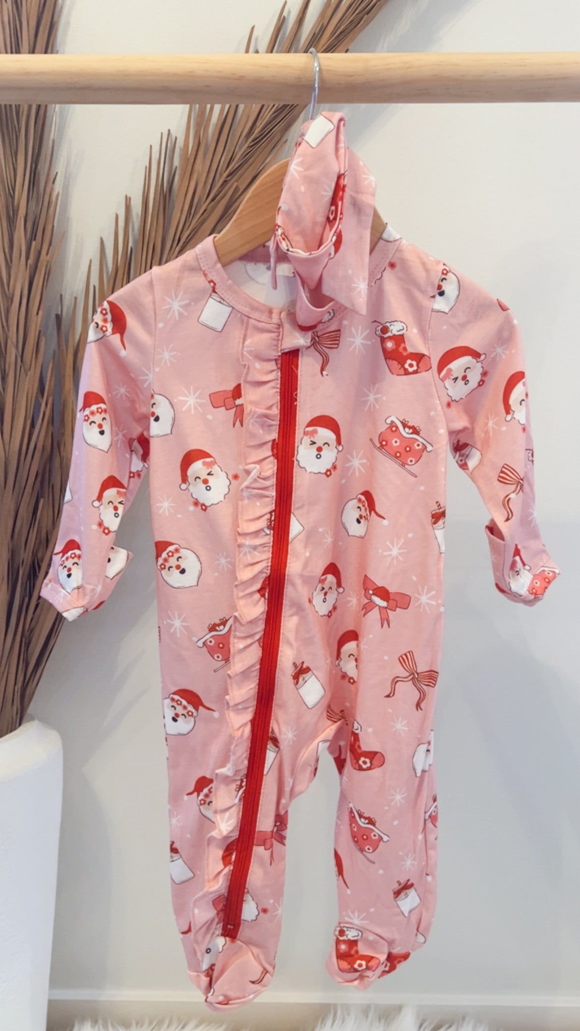 Santa Ruffle Zippy and Bow Set