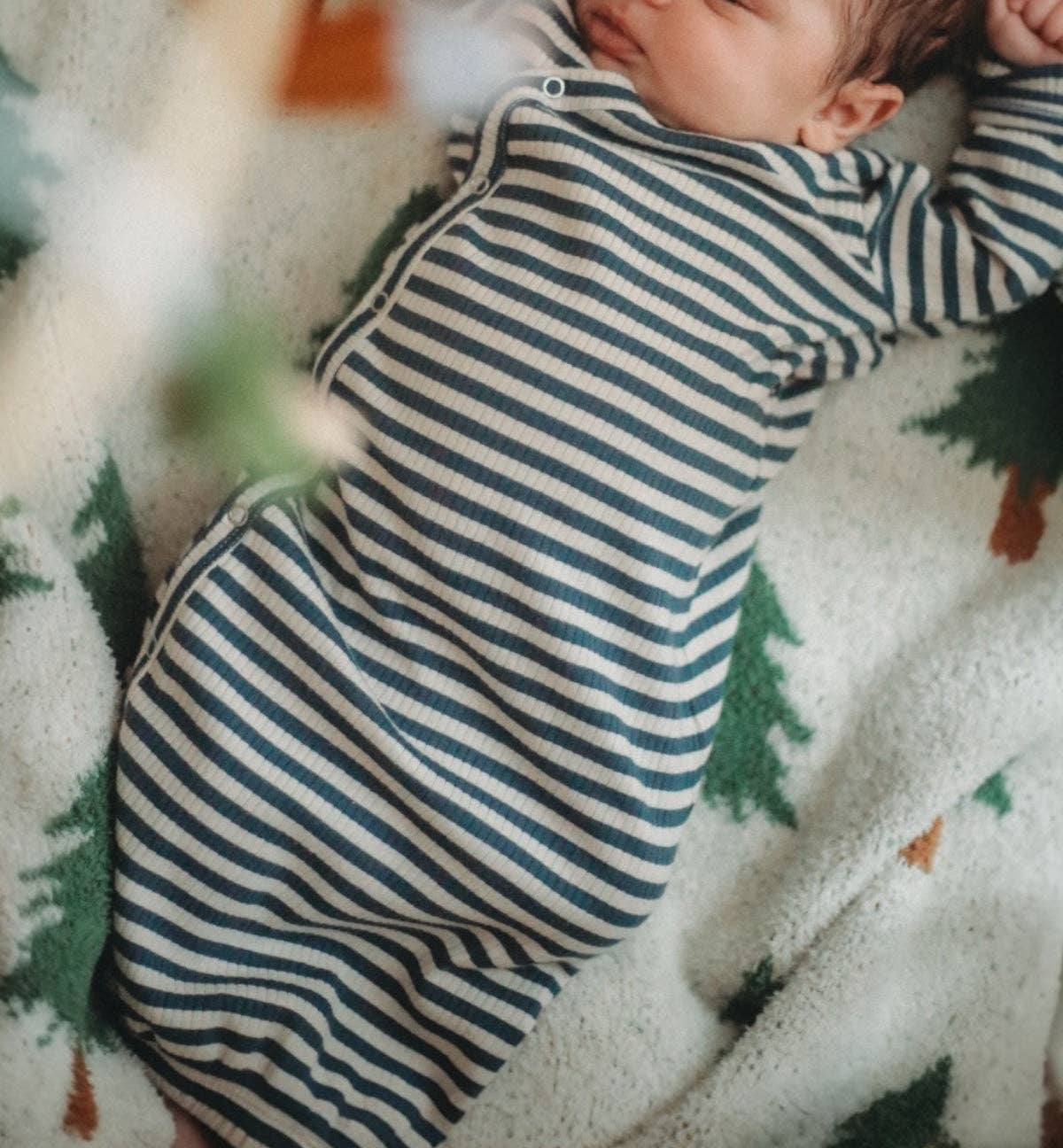 Steel Blue Stripe / Organic Ribbed Gown